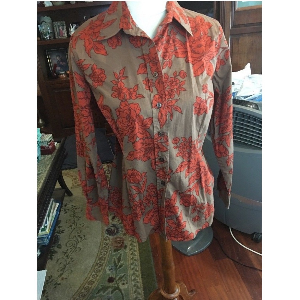 Cold Water Creek Button Cotton Top Blouse Shirt